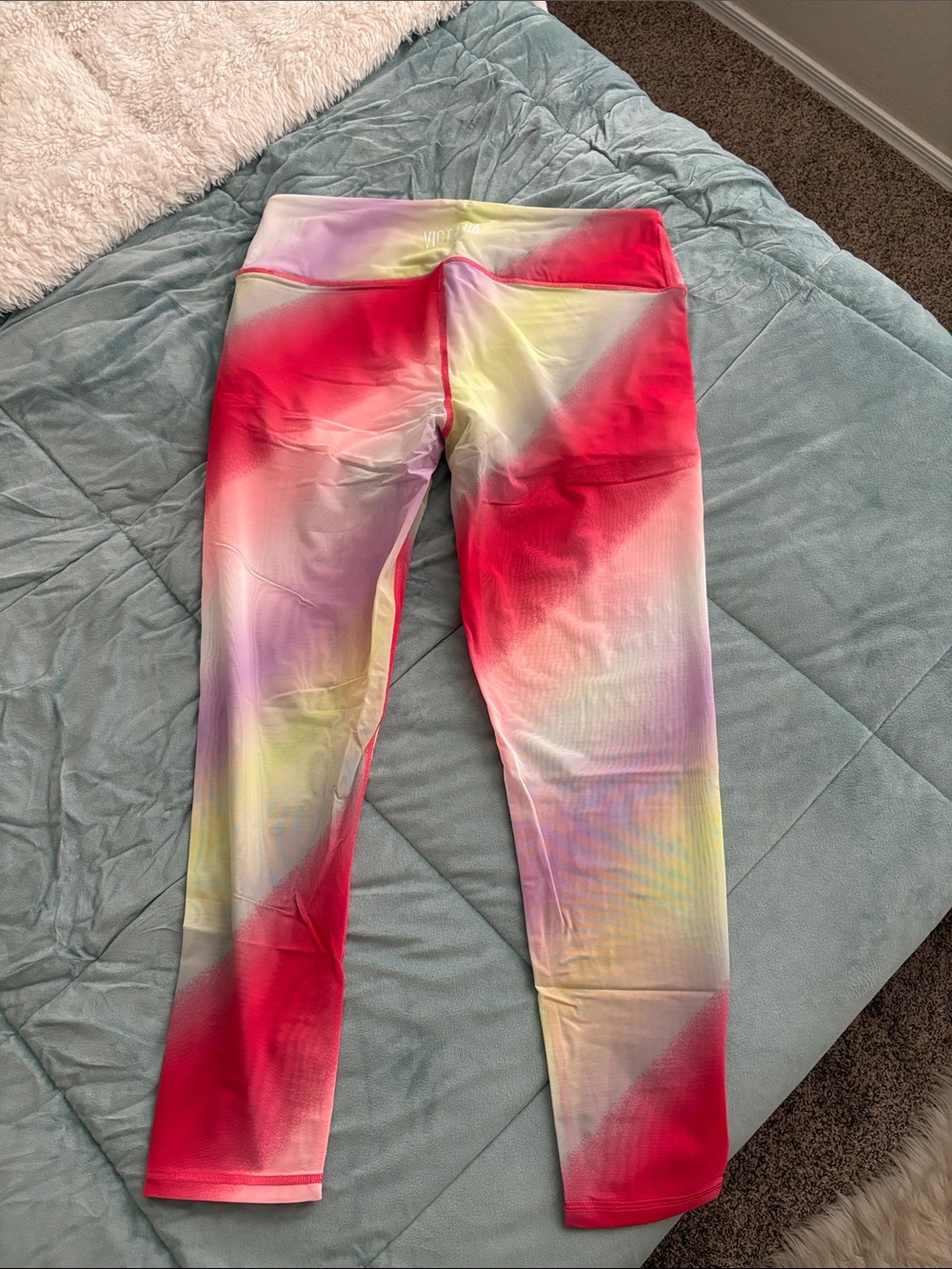Victoria's Secret Multicolor Mesh Tie-Dye Leggings in Pink, Yellow, Purple